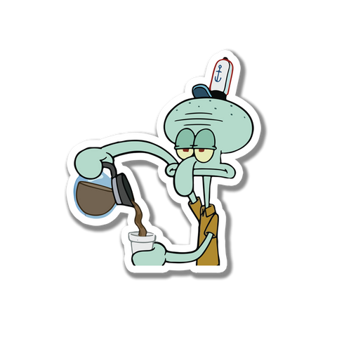 Squidward Coffe Sticker